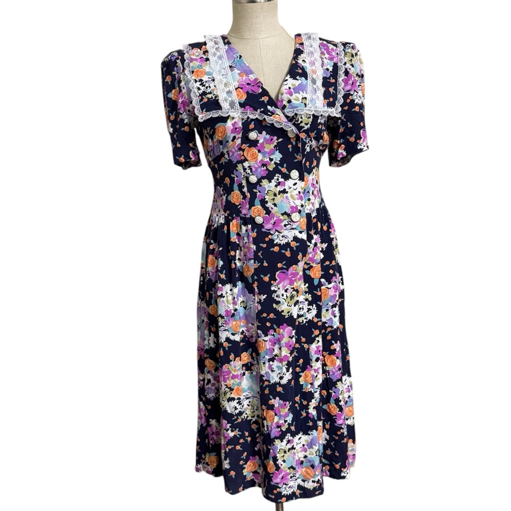 1980s Betsy’s Things Floral Dress Size 3/4